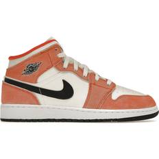 Orange Chaussures de Basket Air Jordan 1 Mid SE GS 'Orange Suede