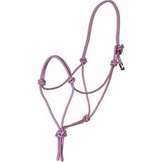 Purple Horse Halters Mustang Premium Nylon Rope Halter Purple/Silver (Horse)