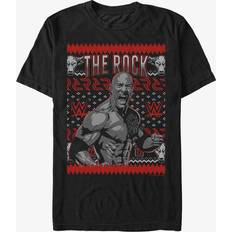 Tops WWE The Rock Ugly Christmas T-Shirt BLACK