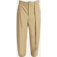 Balmain Women Pants Balmain Pleated Gabardine Straight Pants Beige (34 40)