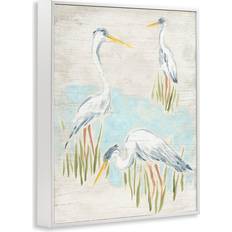 Stupell Industries Nautical Heron Trio White Framed Art 16x20"