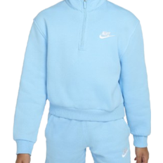 Nike S Fleece Jackets Nike Big Kid's Sportswear Club Fleece 1/2 Zip Long-Sleeve Top - Aquarius Blue/White (FD2930-407)