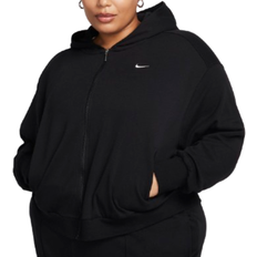 Organic Fabric - Women Clothing Nike Sportswear Chill Terry Women's Loose Full Zip French Terry Hoodie Plus Size - Black/Sail