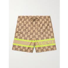 Gucci Swimwear Gucci Straight-Leg Long-Length Logo-Print Swim Shorts Men Brown IT