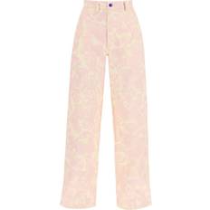 Burberry Pink Trousers & Shorts Burberry "Rose Print Canvas Workwear Hosen" Pink female