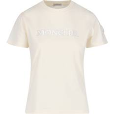 Moncler Dam T-shirts Moncler Bomull Kortärmad Bomullstopp Med Kristallogo