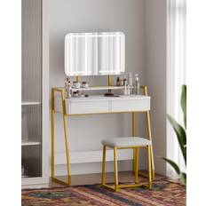 Or Coiffeuses Mondeer 3 Color Dimmable Modern with Mirror and Stool White/Gold Coiffeuse 43x142cm 2pcs