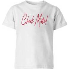 Checkered T-shirts By IWOOT Check Mate! Script Text Kids' T-Shirt White 11-12 Years White