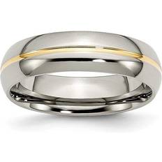 Gold - Unisex Rings Chisel TB195-10.5 mm Titanium Yellow IP-plated Grooved Polished Band