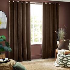 Brown Curtains Yard Heavy Chenille Velvet Eyelet Curtain 117 x 137 cm - Brown