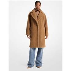 Fårskinn Kappor & Rockar Michael Kors MK Oversized Shearling Teddy Coat Brown Michael Kors