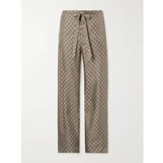 Silk Trousers Gucci GG silk straight pants beige (UK 34)