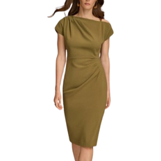 Green - Midi Dresses Donna Karan Women's Hardware-Trim Asymmetric-Neck Dress - Sap Green