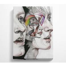Lark Manor Crimson Intertwined Faces - Multicolour (101.6 cm H x 142.2 cm W) Framed Art