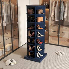 Blue Shoe Racks Hokku Designs 360 Swivel Cabinet 7 Tiers 28 pcs Shoe Rack