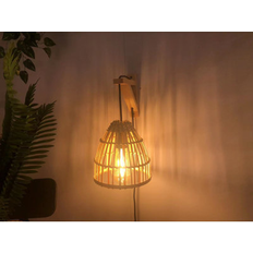 Bay Isle Home Modern Bamboo Plug In Fixture w/ Switch 14.84" H X 5.69" W X 5.69" D - Polished Wall Light