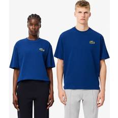 Lacoste Unisex T-shirts Lacoste Unisex Loose Fit Heavy Cotton Badge T-Shirt Blue