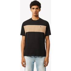 Lacoste Beige Tops Lacoste Colourblock Logo T-Shirt Black/Beige