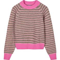 Mads Nørgaard Dame Sweatere Mads Nørgaard Mads Nørgaard Copenhagen Stripey Martha Sweater Kvinde Lyserød Og Sand Med Striber Sweaters hos Magasin