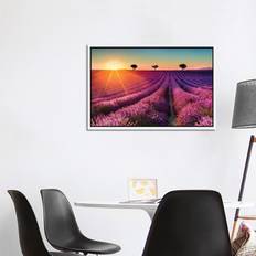 Lily Manor Plateau De Valensole Lavender Field Sunset II - Gallery-Wrapped Canvas Giclée - White (66.04 cm H x 101.6 cm W x 3.81 cm D) Framed Art