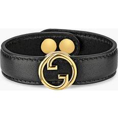 Gucci Bracelets Gucci Womens Black Blondie Interlocking Gg-logo Leather and Metal Bracelet BLACK