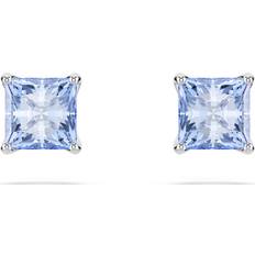 Swarovski Silver Earrings Swarovski Matrix stud earrings, Square cut, Blue, Rhodium plated