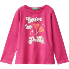 Hearts Tops United Colors of Benetton Kid's Regular Fit T-shirt with Print - Fuchsia