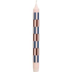 Hay Lys & Tilbehør Hay Pattern Candle AB361-D786 Light Pink Bordeaux Dark Blue Check H24 x Ø2.2 cm Stearinlys
