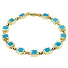 Turquoise Bracelets C W Sellors 9ct Yellow Gold Turquoise Square Stone Bracelet Option1 Value