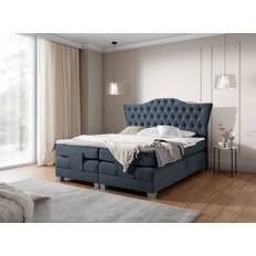 Single Bed Continental Beds Elektrisch Bett FAUSTO 120x200 cm in Stoff Wind Dunkelblau Boxspringbett