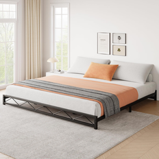 Garvee Twin Size Bed Frame Metal Low Platform with Wavy Pattern - Black