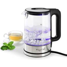 MegaChef 1.7-Liter Glass Electric Tea Kettle, Silver