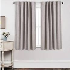 117 cm W x 137 cm H 2 Pcs Faux Linen Back Tab & Pole Pocket Top Blackout Curtains, Beige