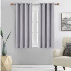 117 cm W x 137 cm H 2 Pcs Polyester Solid Colour Grommet Top Blackout Curtains - Light Grey