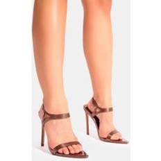 Brons Pumps Public Desire Metallic Triple Strap Barely There Heels - Bronze