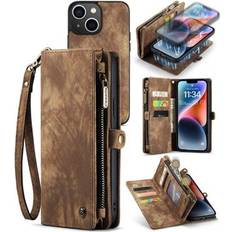 CaseMe Apple iPhone 14 Plus Plånboksfodral CaseMe 2-i-1 Multifunktionell iPhone 14 Plus Plånboksfodral Brun