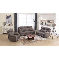Red Barrel Studio Alycea Classic Espresso Sofa 84" 3pcs 1 Seater, 2 Seater, 3 Seater