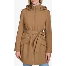 Elastane/Lycra/Spandex Coats Andrew Marc Quinn Belted Hooded Coat - Camel