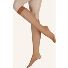 Dame - Transparent Strømper Wolford Satin Touch 20 Knee Highs - Gobi