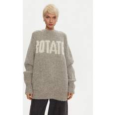 ROTATE Birger Christensen Tøj ROTATE Birger Christensen Knitted Logo Sweater - Opal Grey