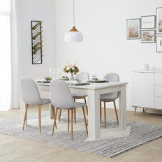 Homestyle4u Extendable Solid White Dining Table 90.5x160.5cm 5pcs