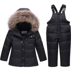 Snowsuits Girls Winter Puffer Jacket and Snow Pants Set Black