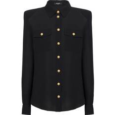 Balmain Chemises Balmain Balmain-Logo Button Shirt Camicie Nero-Donna