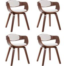 White Chairs Bent Wood Faux Leather Dining Chairs 4 pcs Kitchen Chair