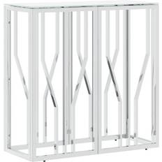 Sølv Konsolborde vidaXL 70x30x70 cm Rustfrit Stål Og Glas Sølvfarvet Konsolbord