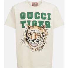 Gucci Tops Gucci Tiger Design Regular Fit White T-Shirt - Men's