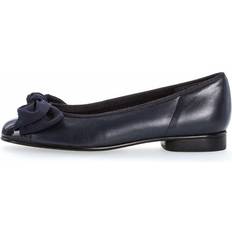 Gabor Lågskor Gabor Women's Black Leather Bow Detail Ballet Pumps - Black