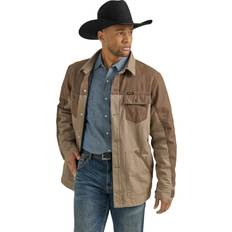 Wrangler Men Coats Wrangler Western Mixed Canvas Chore Coat for Men - Sandstone