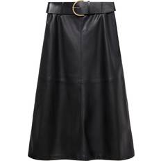 Pelle Gonne Mango Leather-Effect Midi-Skirt - Black - Woman