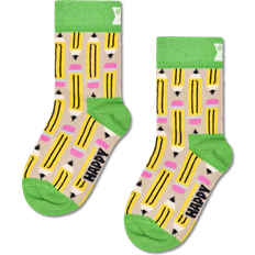 Pink Socks Happy Socks Kids Pen Crew Socke - Beige/Yellow/Pink/Green/Black